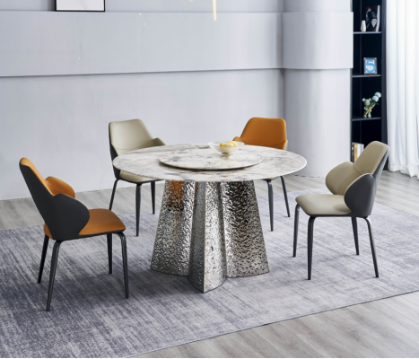 Moderns ēdamgalds ar dizainera ēdamgaldu 4x mākslīgās ādas krēsliem, luksusa 5 gabalu komplekts