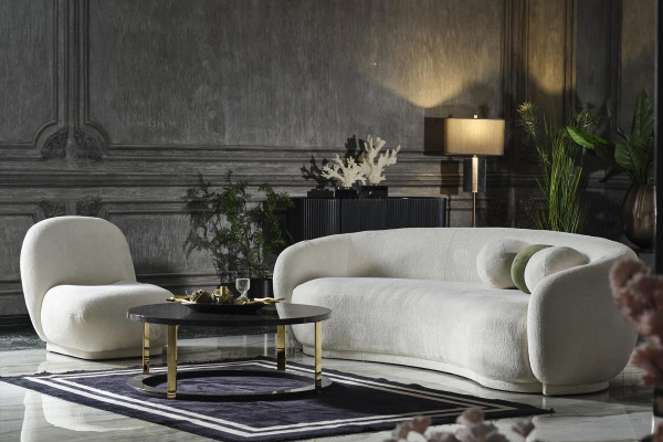 Sofakomplekts Stoga auduma sofa Balta mīkstā sofa Moderns komplekts 2 gab. Sofa