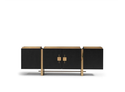 Anrichte Sideboard Skapis Komode Koks Melns Moderns Dizains Zelts