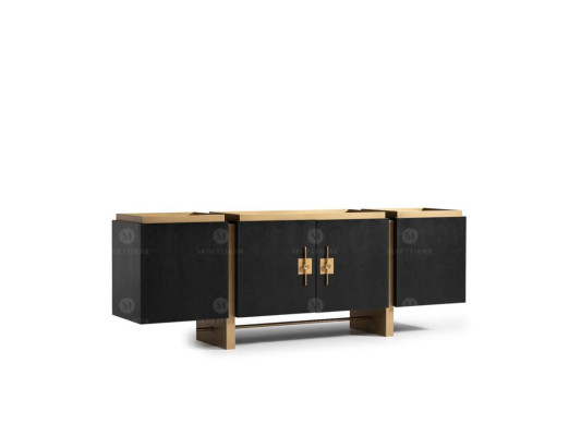 Anrichte Sideboard Skapis Komode Koks Melns Moderns Dizains Zelts