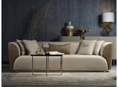 Moderns trīsvietīgs dīvāns 3-vietīgs mēbeļu dīvāns auduma dīvāns Beža krāsā Stilīgs dīvāns