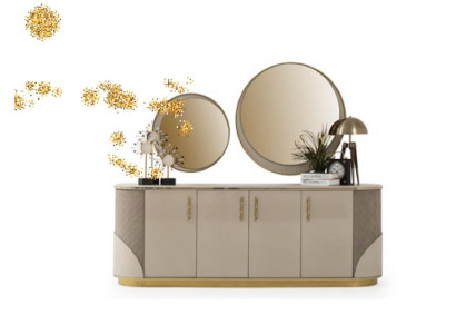 Galdiņš 2x Spiegel Dzīvokļa dizains Luksusa mēbeles Konsoles Lowboard Beige