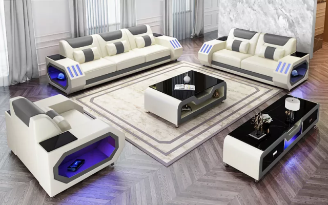 Mūsdienīga ādas dīvāngarnitūra dīvāns polster sofa garnitūras ādas dīvāns sānu skapis jauns