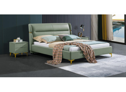 Gulta polster dizaina luksusa divvietīga viesnīcas gulta guļamistabā luksusa zaļa.