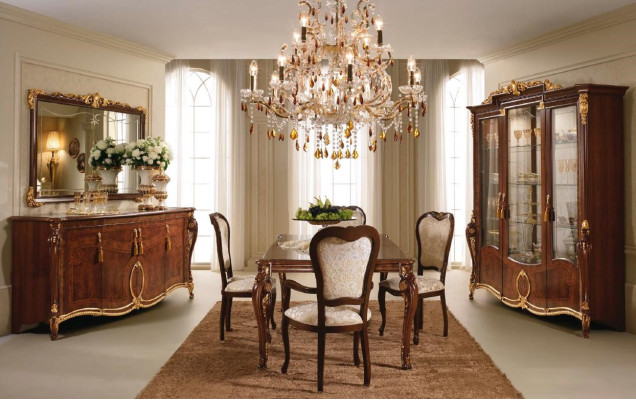 arredoclassic™ Luxury Class Furniture Dining Room Showcase Table Chest of Drawers 8 pieces.