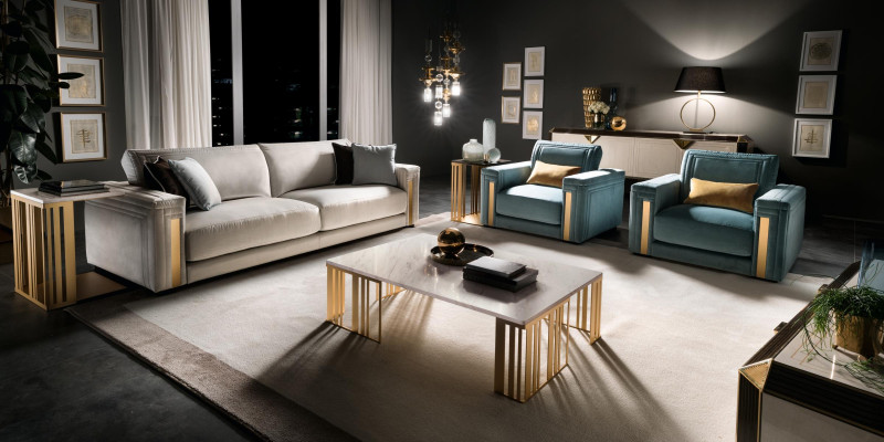 Sofas komplekts ar 3 sēdvietām dizains dīvāns Arredoclassic luksusa mēbeles.