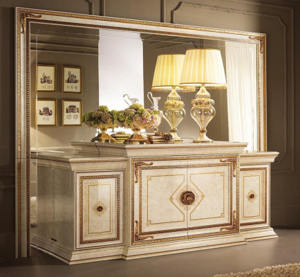 Klasiskais komods ar spoguli XXL skapis Sideboard Itāļu mēbeles