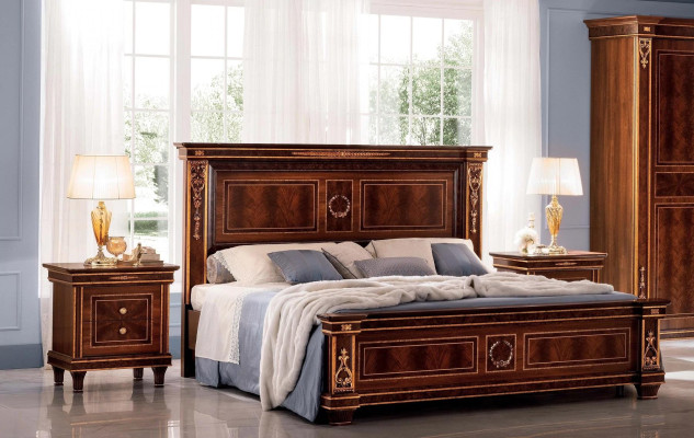 Guļamistabas viesnīca Gultas Divvietīgā gulta Dizaina koksne 180x200cm Mēbeles arredoclassic