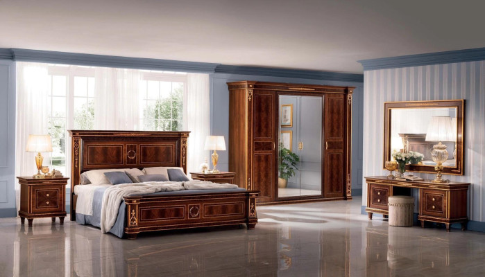 Guļamistabas viesnīca Gultas Divvietīgā gulta Dizaina koksne 180x200cm Mēbeles arredoclassic