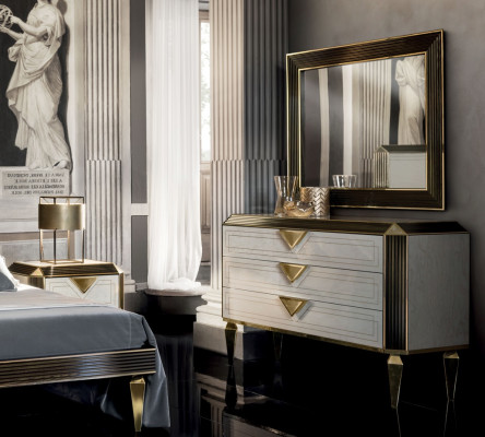 Kommode plaukts spogulis dizaina mēbeles luksusa garderobe 2 gab. komplekts arredoclassic