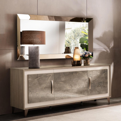 Ēdamistabas galds komoda skapis spogulis 2 daļas koka mēbeles Sideboard arredoclassic