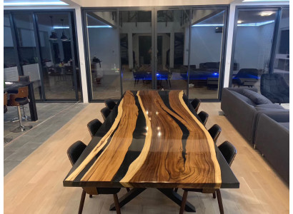 Konferences sapulce River Table Reāls koks Epoksīda smiltsērkšķa galdiem