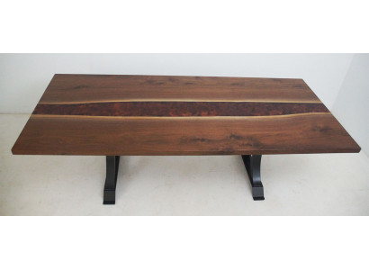 Epoksīda sveķu ēdamgalds Reāls koks Masīvās mēbeles Ūdenskrituma epoksīda galds 240x100cm