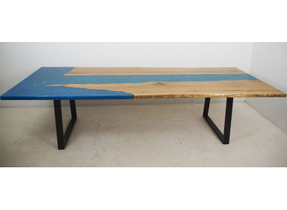 Ēdamgalds River Table Reāls koks Upe galds Epoksīda sveķi 260x100 Masīvs