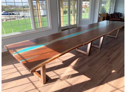 Ēdamgalda River Table īsts koks Flusstisch 260x100 Masīvi galdi