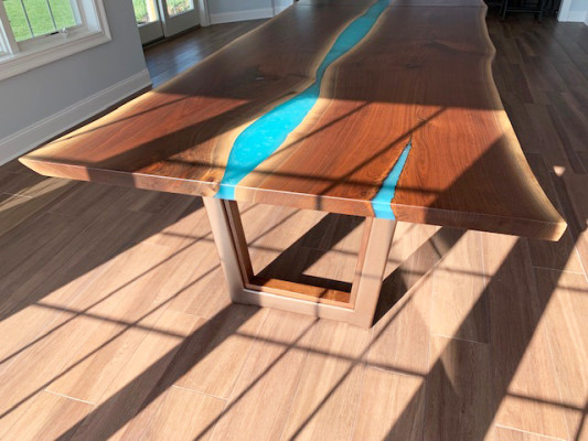 Ēdamgalda River Table īsts koks Flusstisch 260x100 Masīvi galdi