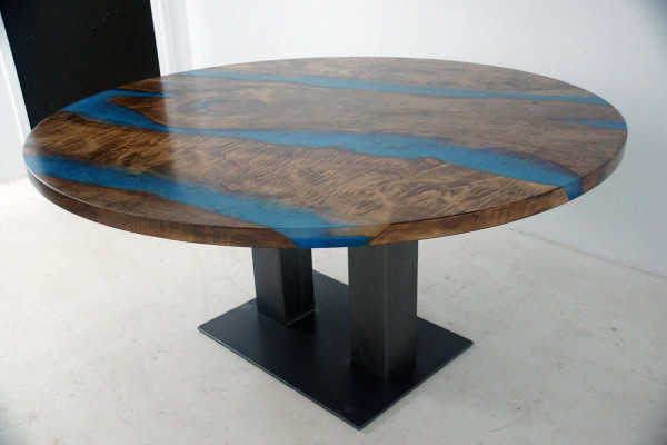 Apgalda galdu River Table Reāla koka upes galds 150cm galdam epoksīda sveķiem