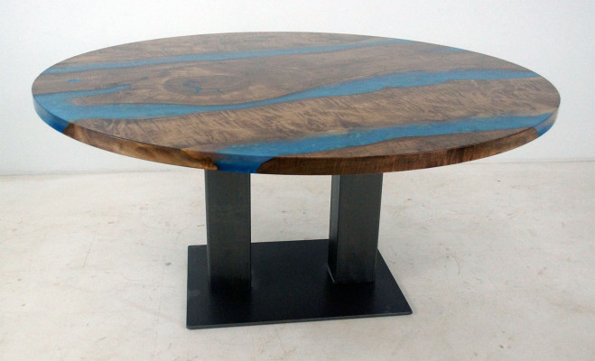 Apgalda galdu River Table Reāla koka upes galds 150cm galdam epoksīda sveķiem