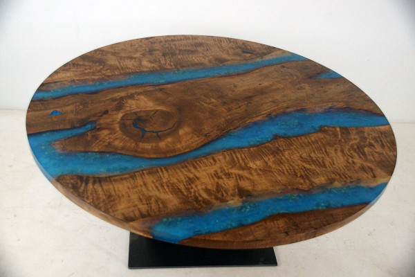 Apgalda galdu River Table Reāla koka upes galds 150cm galdam epoksīda sveķiem