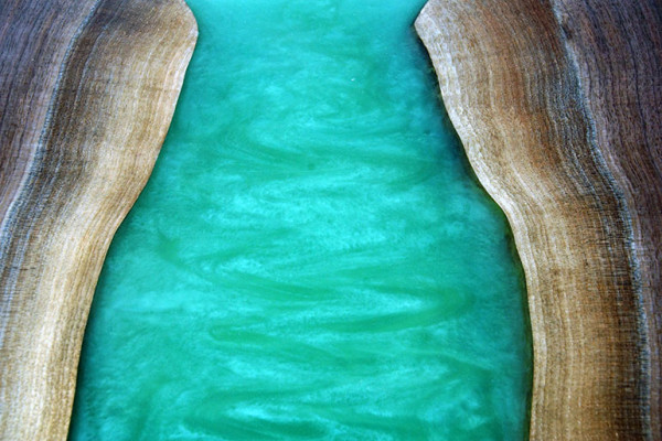 Ēdamgalds River Table Masīvie galdi 240x100 Upe galds Epoksīda smaile jūra Ūdenskritums