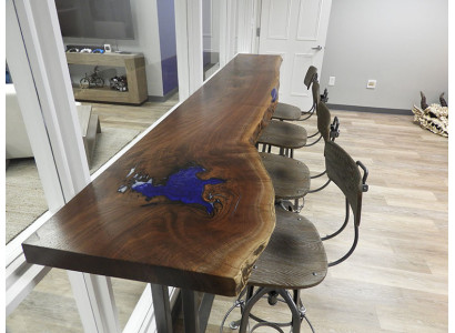 Epoxy skaitam barra koka masīvmēbeles ūdenskrituma epoksīda galds 240x70