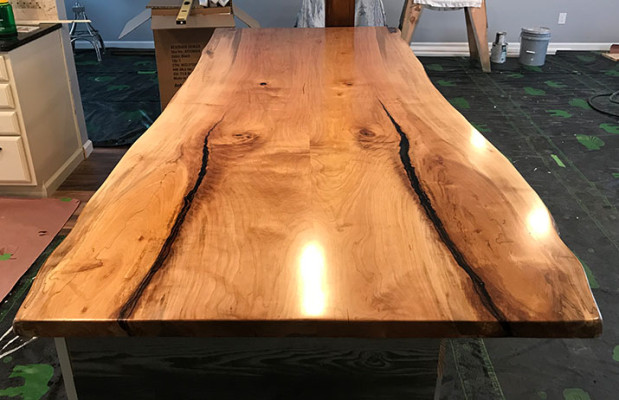 Ēdamgalds Epoksīda sveķis Reāla koksne Masīvi mēbeles Ūdenskrituma epoksīda galds 240x100cm