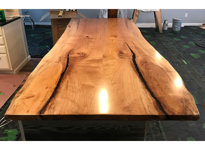 Ēdamgalds Epoksīda sveķis Reāla koksne Masīvi mēbeles Ūdenskrituma epoksīda galds 240x100cm