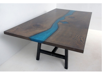 Epoksīda smidzināšanas galds River Table īsts koks Masīvi galdi 220x100