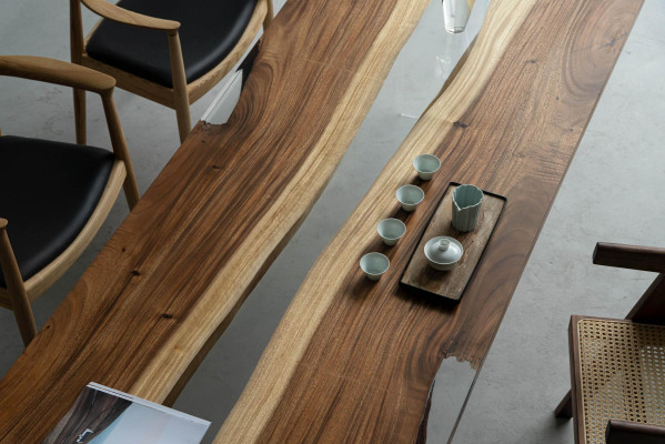 Ēdamgalds River Table reāla koka upes galds 240x90 masīvs galds