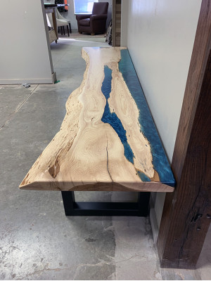 Epoksīda sveķi ēdamgalds reāla koka masīvmēbelēm ūdenskrituma epoksīda galds 250x60cm.