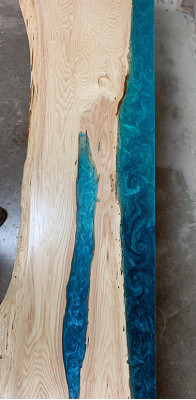 Epoksīda sveķi ēdamgalds reāla koka masīvmēbelēm ūdenskrituma epoksīda galds 250x60cm.