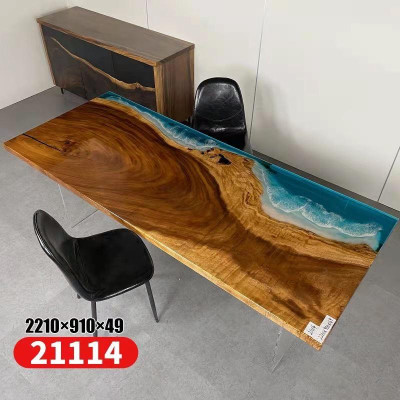 Galds ēdamgalds Galdi smilts Epoxy masīvā dizaina mēbeles 221x91 īsta