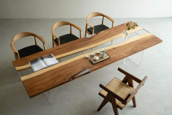 Ēdamgalds River Table Massiv galda 220x80 upju galds jūra Ūdenskritums