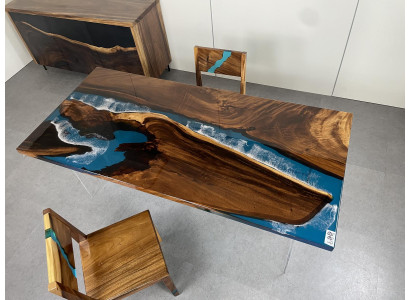 Ēdamgalds River Table galdi koksnes upes galds 180x90 masīvie galdi.
