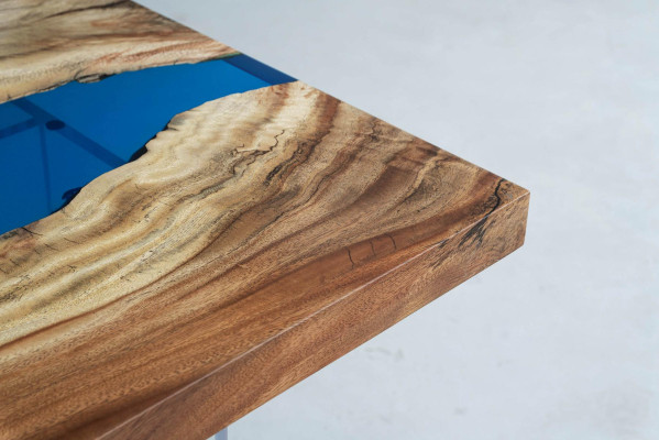 Ēdamgalds River Table Masīvs Galdi 185x85cm Upes galds Epoksīda sveķi Jūra