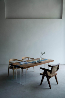 Ēdamgalds River Table Masīvs Galdi 185x85cm Upes galds Epoksīda sveķi Jūra