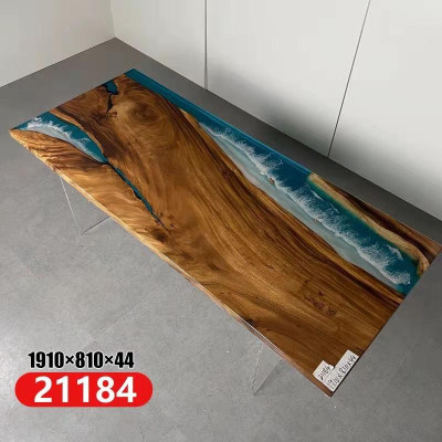 Ēdamgalds River Table Īsts koks Upes galds Masīvs Epoksīda smalti Deko galdi