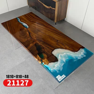 Ēdamgalds River Table Reāla koka upes galds 181x81cm Masīvie galdi