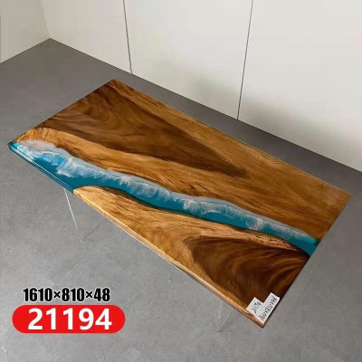 Ēdamgalds River Table Reāls koks Epoksīda smiltsastis Galdi 161x81 Jauns