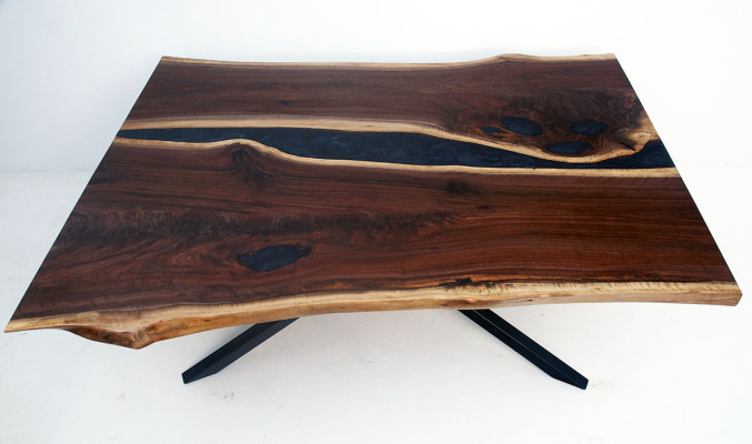 Epoksīda šķidināmā mērniecības galds Epoxy Resin River Real Wood Price 1qm galda platums
