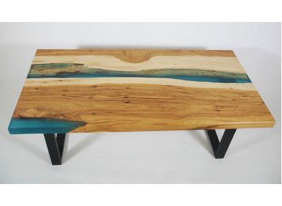 Dīvāna galds River Table epoksīda smilškoks masīvi galdi 120x70 upes galds reāla koka