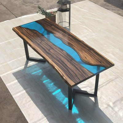 Galds River Table, masīvs, galdi 100x50, upes galds jūra ūdenskritums