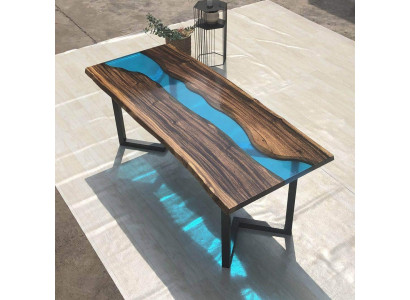 Galds River Table, masīvs, galdi 100x50, upes galds jūra ūdenskritums