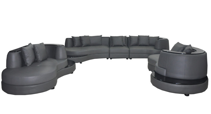Luksusa dzīvojamais stūrs ar ādas apdari ainavas polsterētu stūri XXL liela sofa U formas + USB