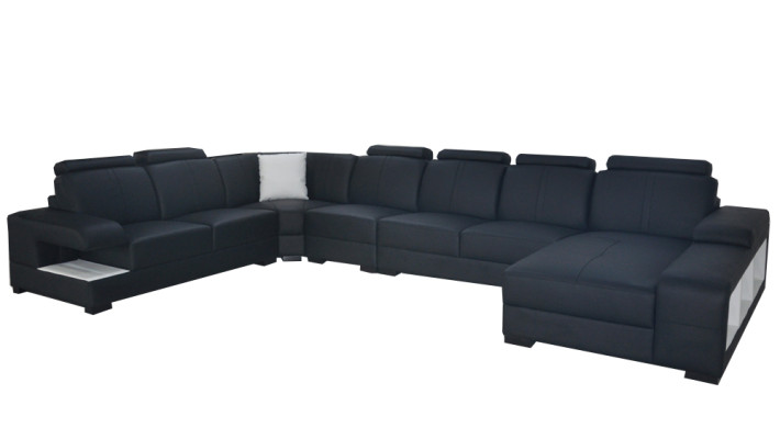 Ādas dīvāns polsterīnā sēdeklis dizains Moderns stūra sofa U formas dzīvojamā zona
