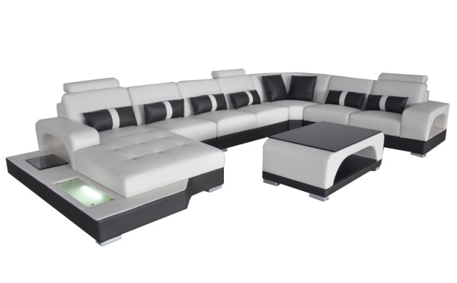 Ādas dīvāns Moderns dīvāns Polster Wohnlandschaft XXL Big Corner Couch Sēdeklis dizains