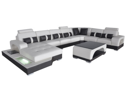 Ādas dīvāns Moderns dīvāns Polster Wohnlandschaft XXL Big Corner Couch Sēdeklis dizains
