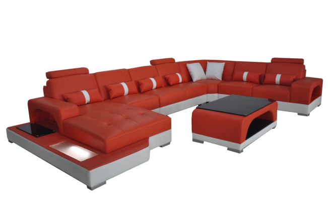 Ādas dīvāns Moderns dīvāns Polster Wohnlandschaft XXL Big Corner Couch Sēdeklis dizains