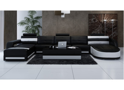 Ādas dīvāns Sofa Dīvāns Mājās zeme Četrstūris komplekts Dizains Moderns Dīvāns ar USB.