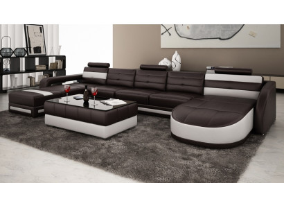LEDERSOFA DIVĀNSTENDS AR USB DIZAINERU PISA DZĪVNIEKU ZONA DĪVĀNS SOFA U FORMAS COLO 3